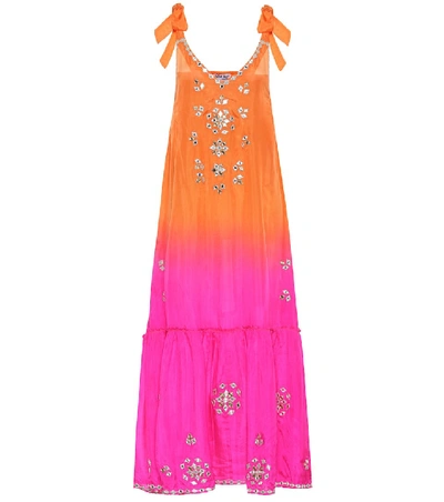 Shop Juliet Dunn Embellished Silk Maxi Dress In Multicoloured