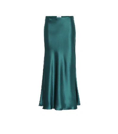 Shop Galvan Valletta Satin Midi Skirt In Blue