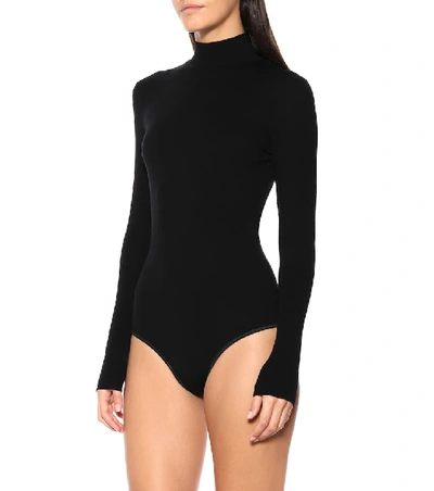 Shop Alaïa Wool-blend Bodysuit In Black