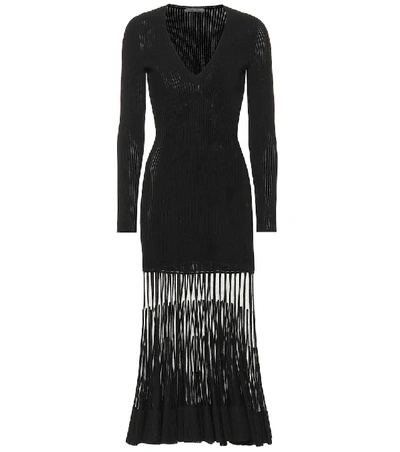 Shop Alexander Mcqueen Stretch Ribbed-knit Dress In Black