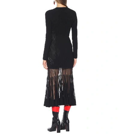 Shop Alexander Mcqueen Stretch Ribbed-knit Dress In Black