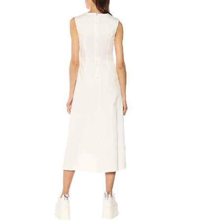 Shop Stella Mccartney Embroidered Denim Midi Dress In White