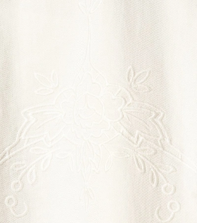 Shop Stella Mccartney Embroidered Denim Midi Dress In White