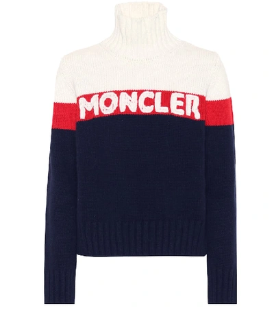 Shop Moncler Wool And Cashmere Sweater In Blue