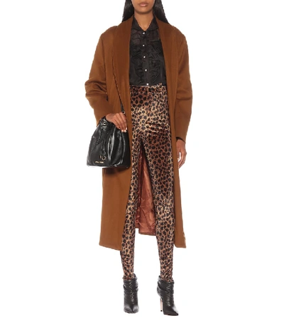 Shop Attico Leopard-print Stretch-velvet Pants In Brown