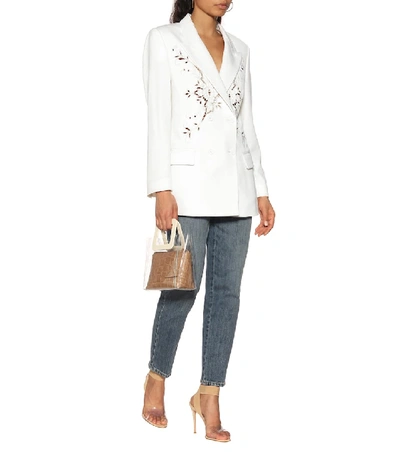 Shop Stella Mccartney Embroidered Wool Blazer In White