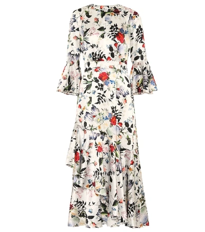 Shop Erdem Florence Floral-printed Silk Dress In Multicoloured