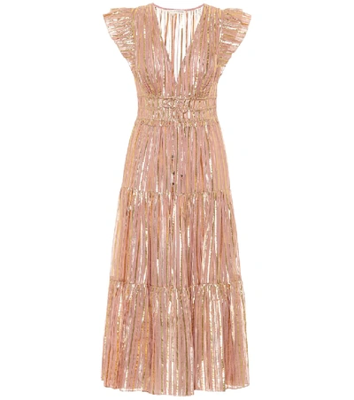 Shop Ulla Johnson Justyne Silk-blend Midi Dress In Pink