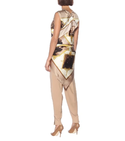 Shop Burberry Montage Print Silk-twill Top In Multicoloured