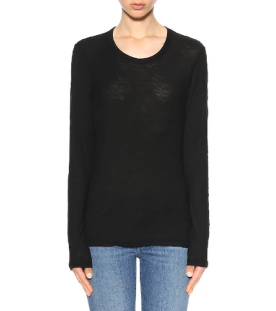 Shop James Perse Long-sleeved Cotton Top In Black