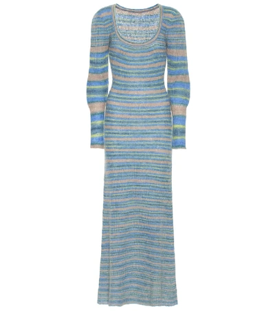 Shop Jacquemus La Robe Perou Mohair-blend Midi Dress In Blue
