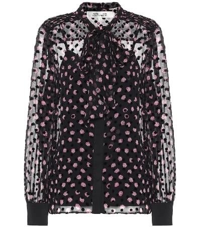 Shop Diane Von Furstenberg Minnie Silk-blend Devoré Blouse In Black