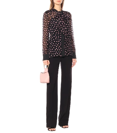 Shop Diane Von Furstenberg Minnie Silk-blend Devoré Blouse In Black