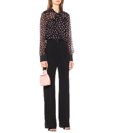 Shop Diane Von Furstenberg Minnie Silk-blend Devoré Blouse In Black