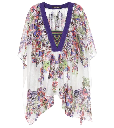 Shop Roberto Cavalli Floral-printed Silk Top In Multicoloured