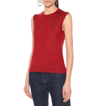 Shop Dolce & Gabbana Cashmere And Silk Knit Tank Top In Red