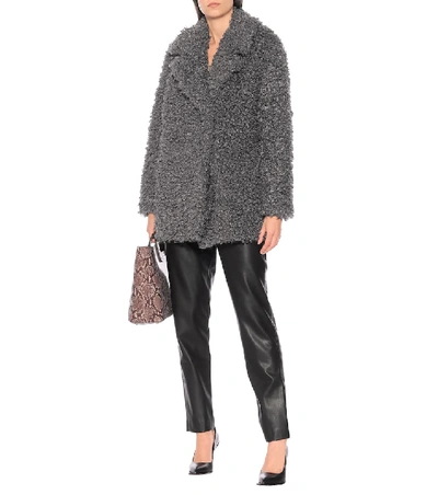 Shop Tibi Faux Shearling Coat In Grey