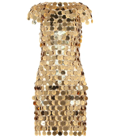 Shop Rabanne Embellished Dress In Gold