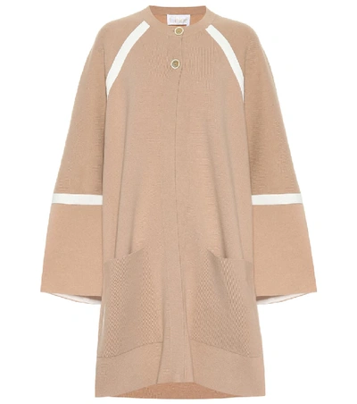 Shop Chloé Oversized Wool And Cashmere Coat In Beige