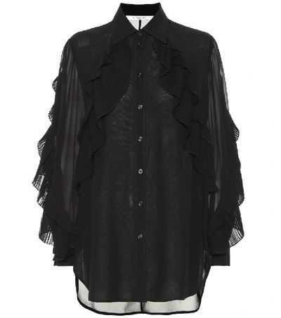Shop Givenchy Ruffled Silk-blend Blouse In Black