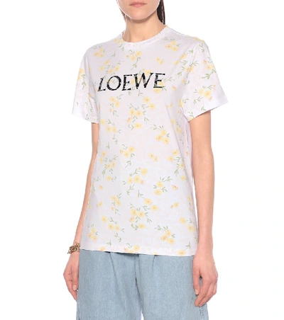 Shop Loewe Floral Logo Cotton T-shirt In Yellow