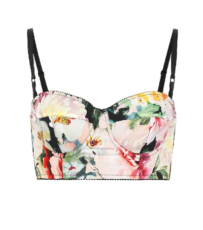 Shop Dolce & Gabbana Floral-printed Bustier In Multicoloured