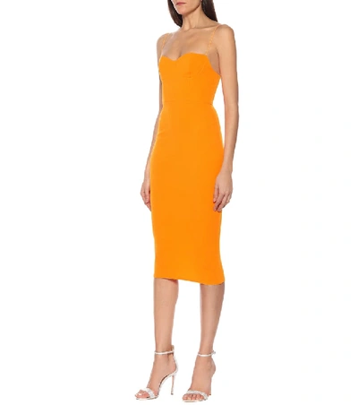 Shop Alex Perry Lee Stretch-crêpe Midi Dress In Orange