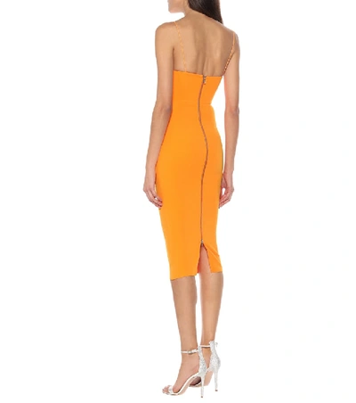 Shop Alex Perry Lee Stretch-crêpe Midi Dress In Orange