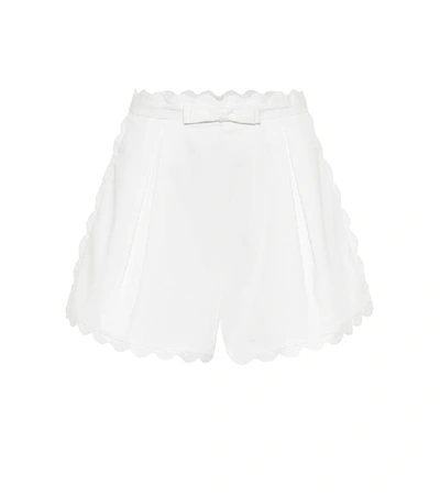 Shop Zimmermann Super Eight High-rise Cotton Shorts In White