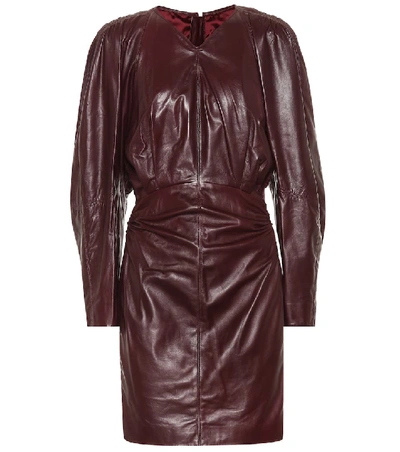 Shop Isabel Marant Celini Leather Minidress In Red