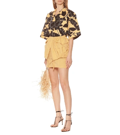 Jacquemus Cueillette Courte Layered Gathered Poplin Mini Skirt In Yellow