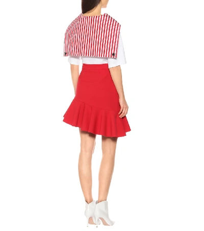 Shop Msgm Stretch-crêpe Asymmetric Miniskirt In Red