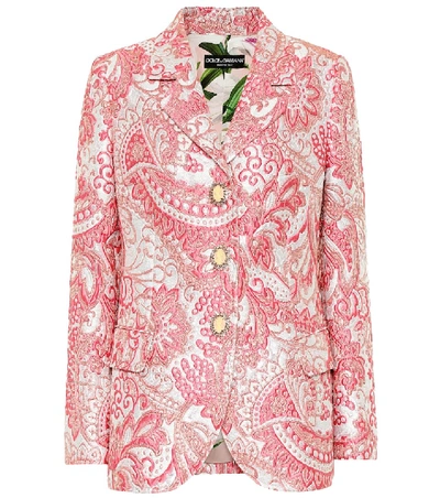 Shop Dolce & Gabbana Metallic Silk-blend Jacquard Jacket In Pink