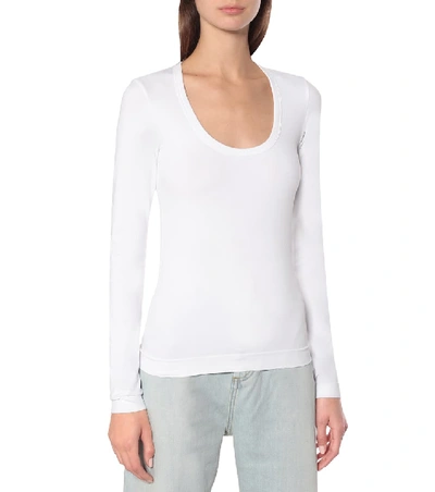 Shop Helmut Lang Seamless Scoop-neck Top In White
