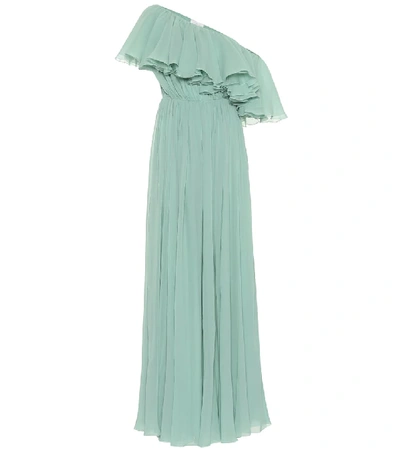 Shop Giambattista Valli Ruffled Silk Gown In Green