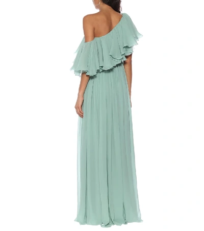 Shop Giambattista Valli Ruffled Silk Gown In Green