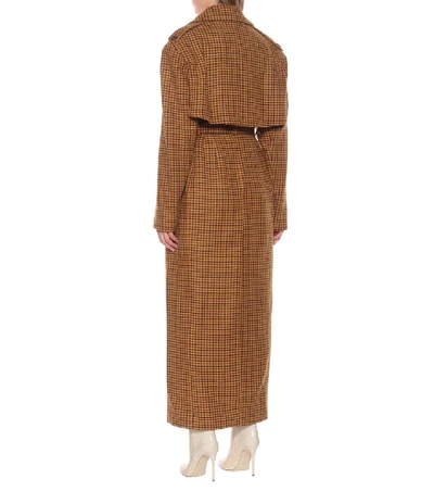 Shop Khaite Blythe Checked Wool Coat In Yellow