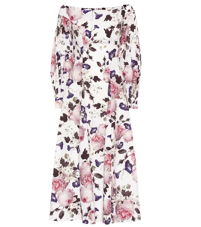 Shop Erdem Pollina Floral Cotton-poplin Dress In Multicoloured