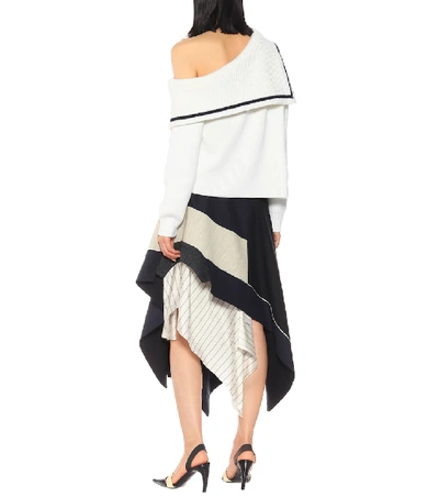 Shop Monse One-shoulder Wool Sweater In White