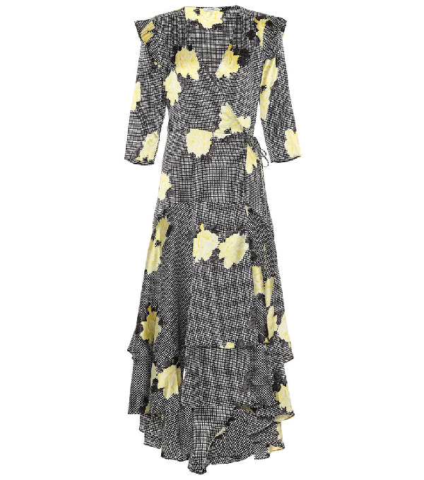ganni calla silk wrap dress