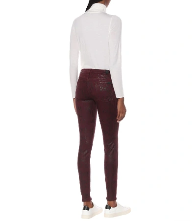 Shop 7 For All Mankind The Skinny Snake-print Jeans In Red