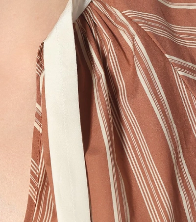 Shop Chloé Striped Cotton-poplin Blouse In Brown