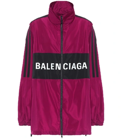 Shop Balenciaga Logo Anorak Jacket In Purple