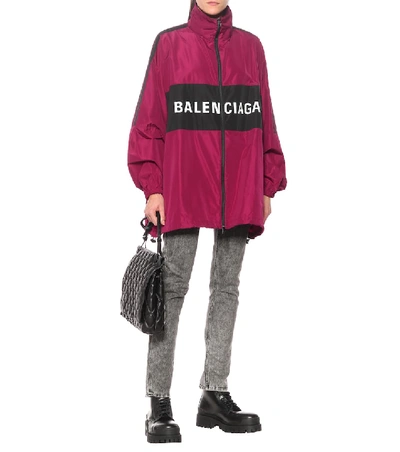 Shop Balenciaga Logo Anorak Jacket In Purple