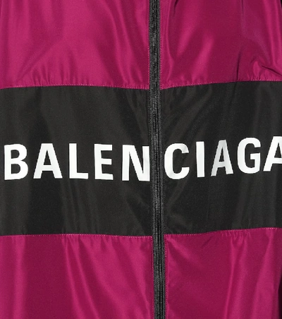 Shop Balenciaga Logo Anorak Jacket In Purple