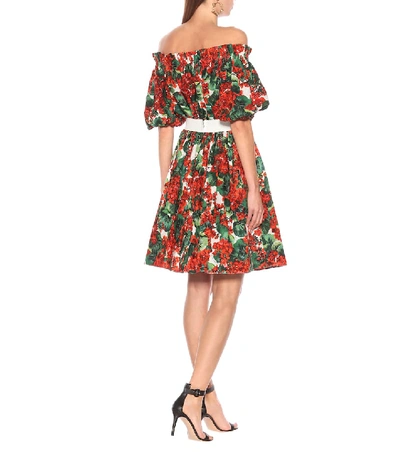 Shop Dolce & Gabbana Floral Cotton Skirt In Red