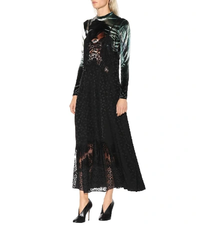 Shop Stella Mccartney Velvet And Floral Jacquard Dress In Black