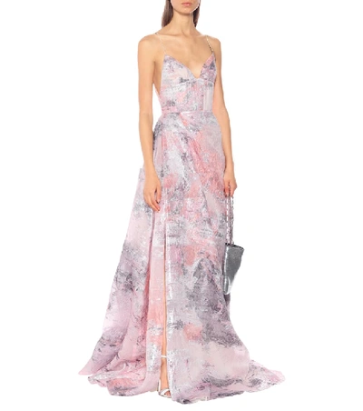 Shop Alex Perry Lauren Metallic Organza Gown In Pink