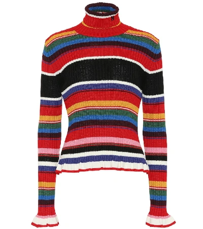 Shop Msgm Ribbed Turtleneck Sweater In Multicoloured