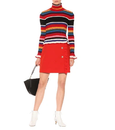 Shop Msgm Ribbed Turtleneck Sweater In Multicoloured